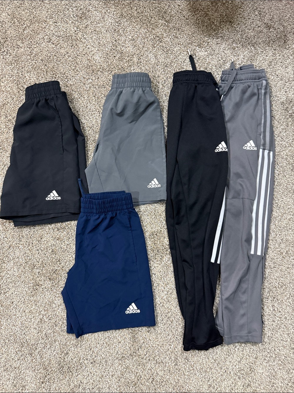 adidas Kids Athletic Shorts & Pants — Black, Gray, Navy